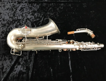 Photo Vintage Buescher Made Elkart Silver Plate Alto Sax, Serial #6362